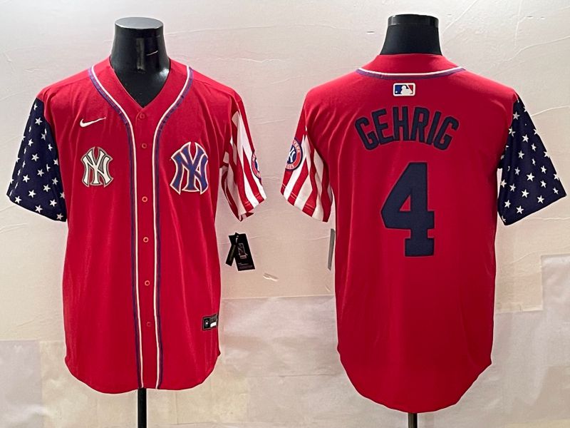 Men New York Yankees #4 Gehrig Red a generation of national flags Jointly Name 2025 Nike MLB Jersey style 10